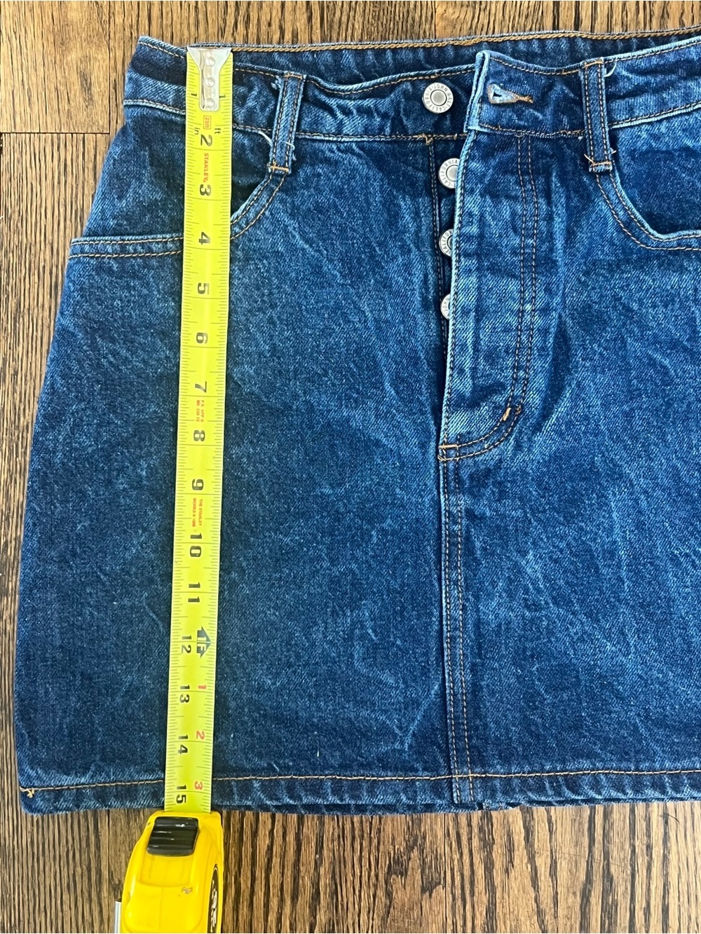 J. Galt Classic Blue Denim Mini Skirt with Front Button - Picture 7 of 7